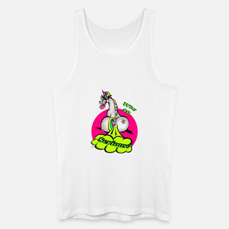 Ein buntes Einhorn mit einer humorvollen Botschaft - Männer Bio Tank Top - Weiß