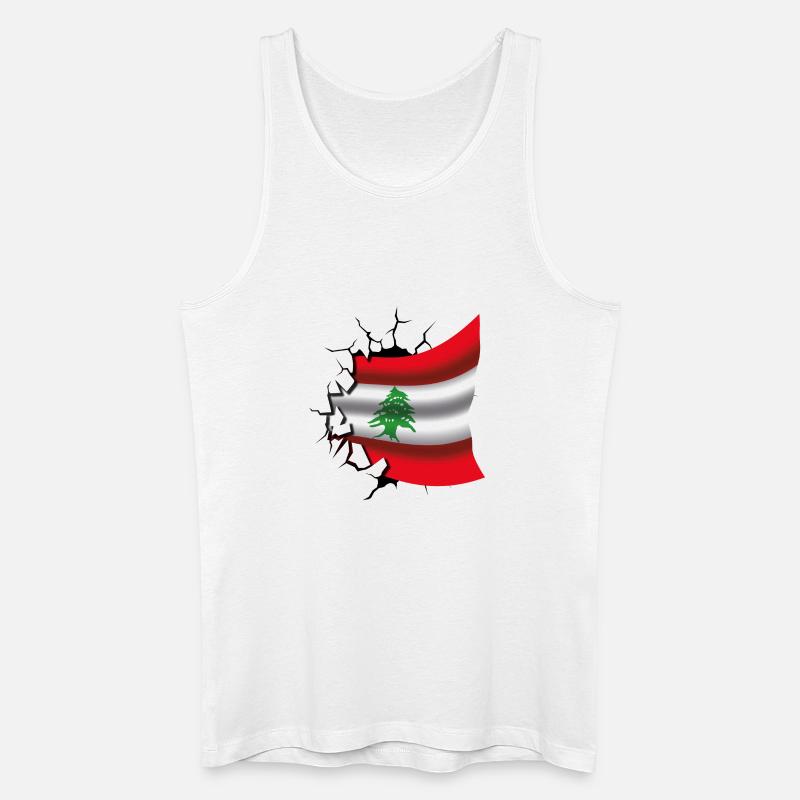 Drapeau du Liban - Drapeau Broken Design - Débardeur bio Homme - blanc