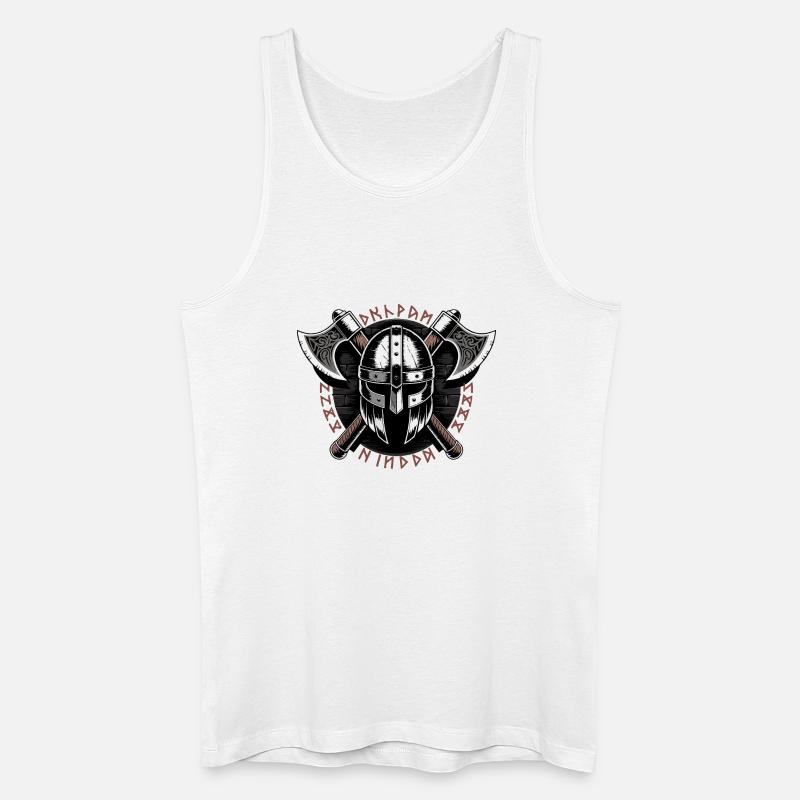 Wikinger-Krieger-Schild und Axt-Emblem - Männer Bio Tank Top - Weiß