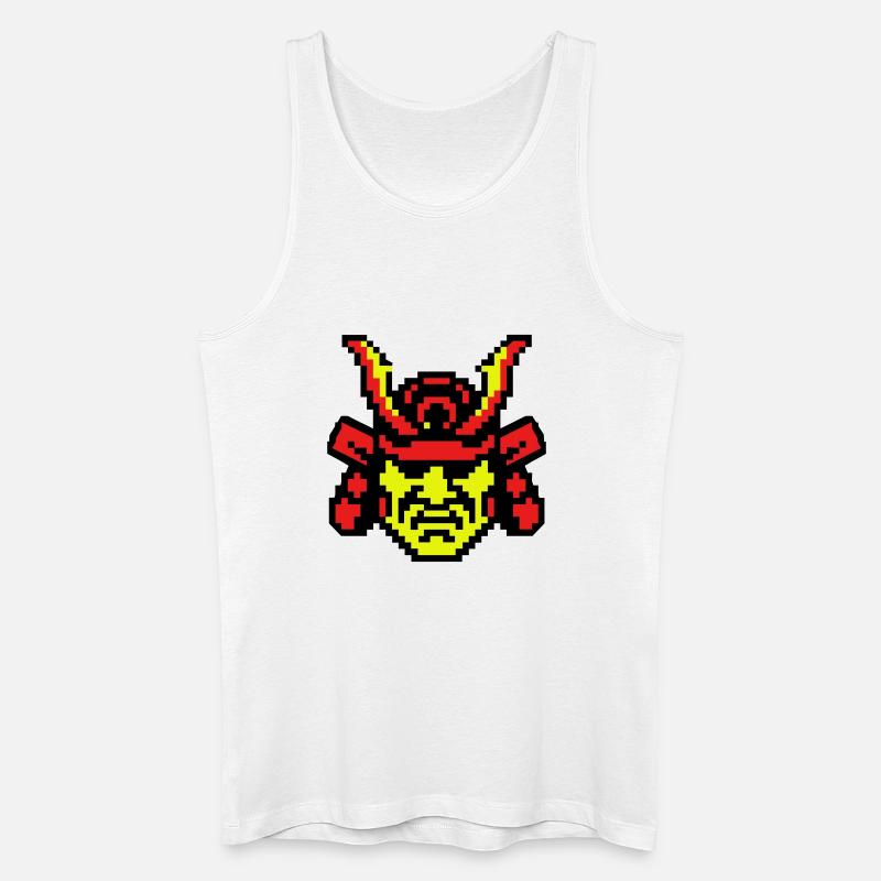 Pixel Samurai 8bit - Männer Bio Tank Top - Weiß