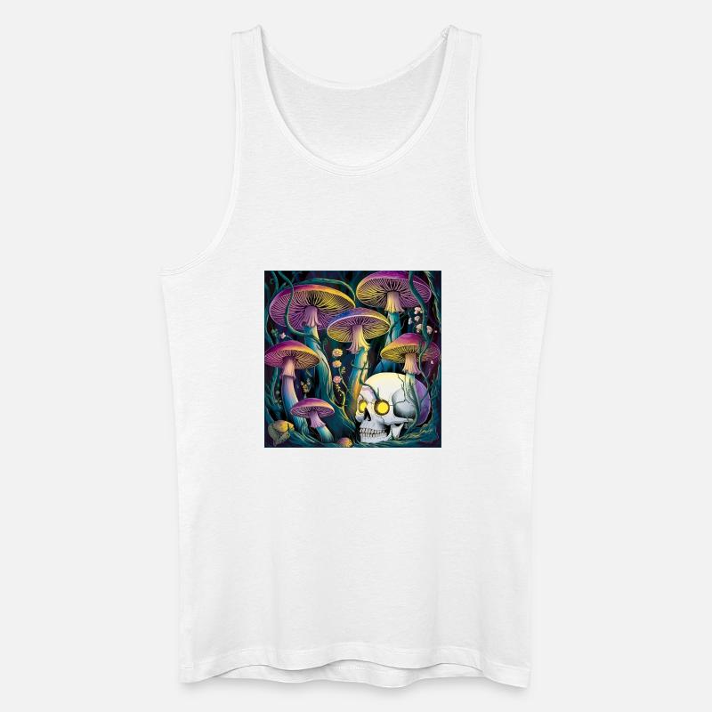 Neon Gothic Pilz Schädel Illustration - Männer Bio Tank Top - Weiß