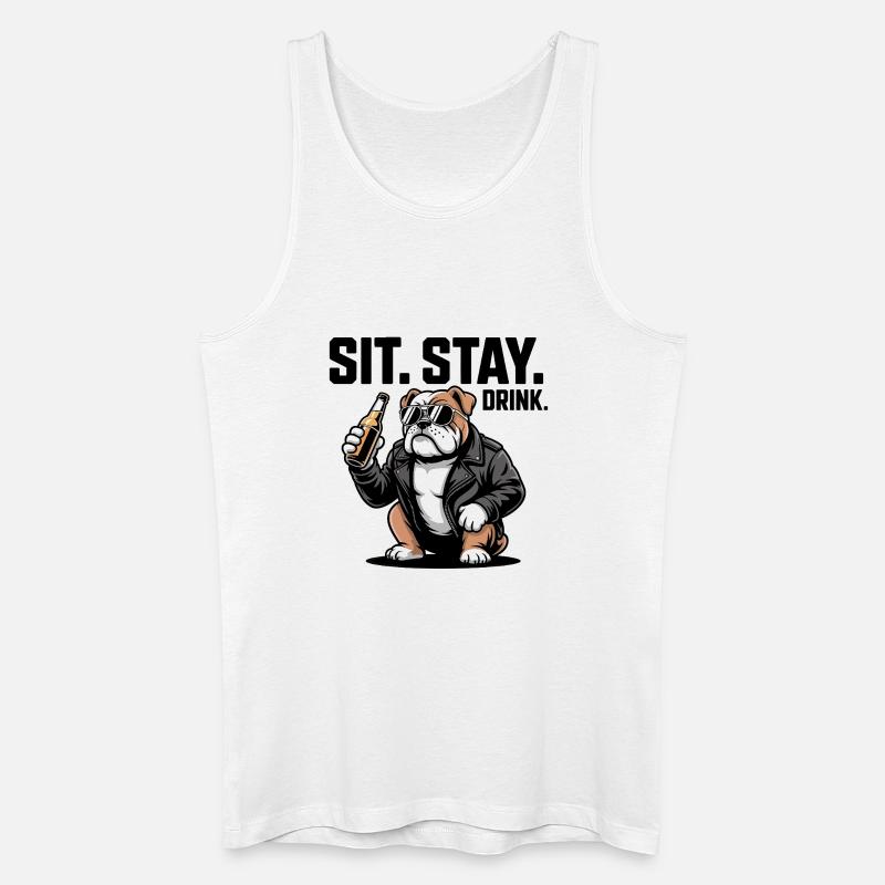 Sitz Bleib Trink Bulldoggenbier - Männer Bio Tank Top - Weiß