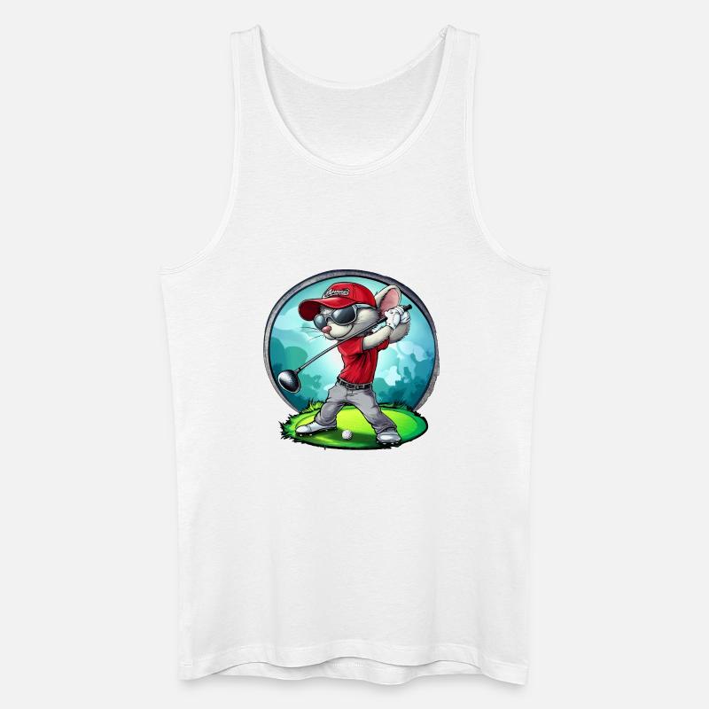 Mäuse Golfer / Golf Maus - Männer Bio Tank Top - Weiß