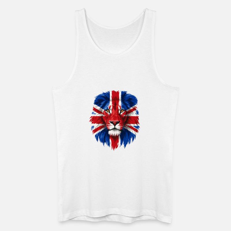 Löwe mit Union Jack Gesichtsbemalung - Männer Bio Tank Top - Weiß