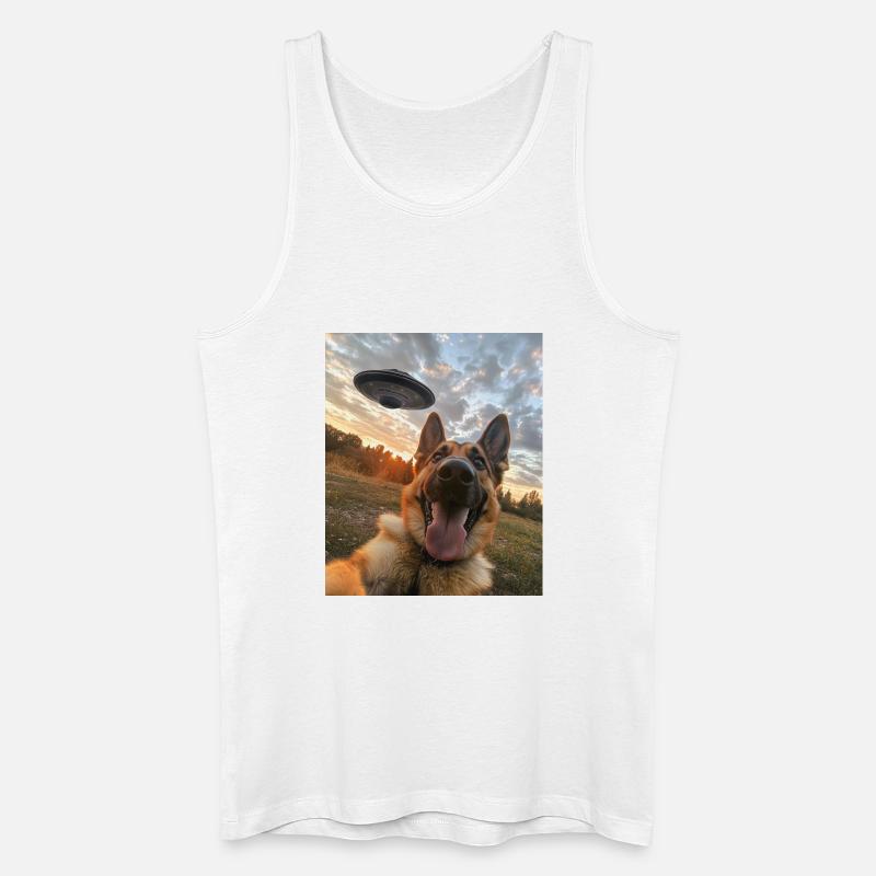 Schäferhund Selfie mit UFO - Männer Bio Tank Top - Weiß