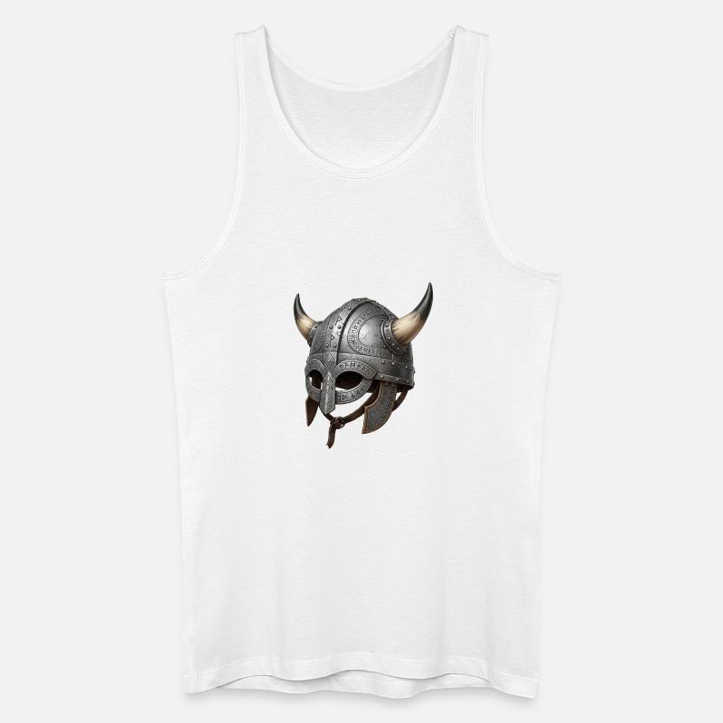 Vikingehjelm med runemotiv - Økologisk tanktop til mænd - hvid