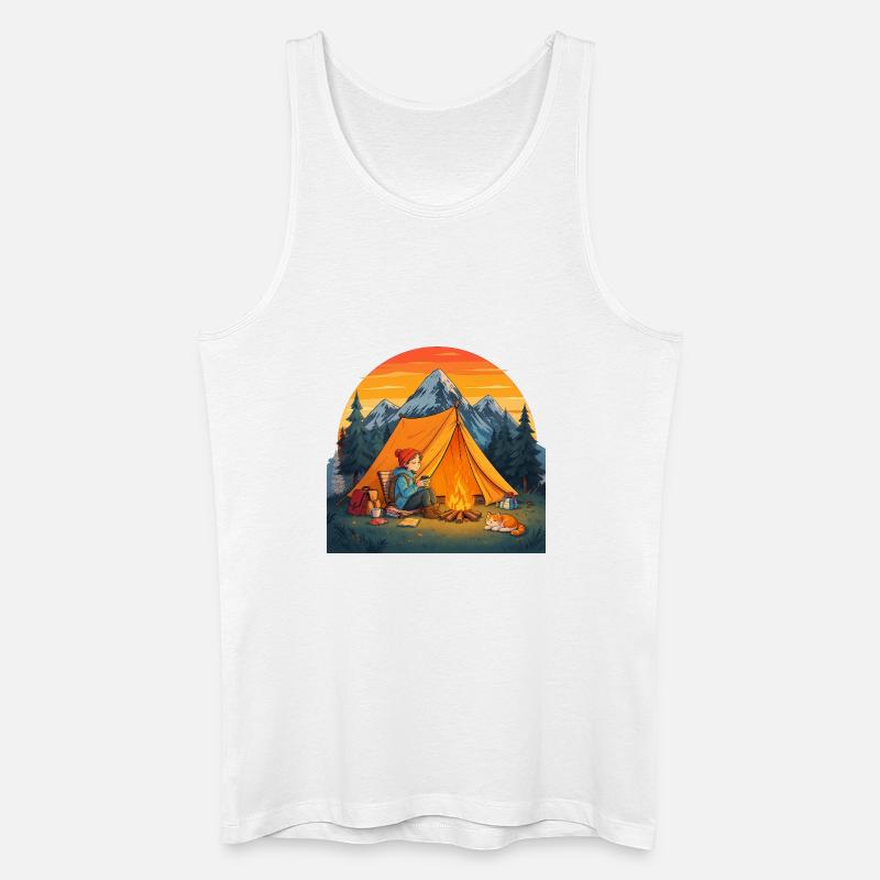 Camping mit Katze - Männer Bio Tank Top - Weiß