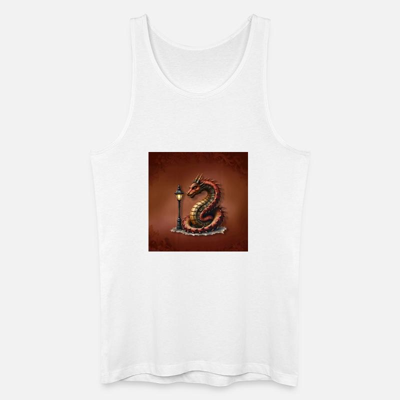 Steampunk-Drache mit Laternenpfahl - Männer Bio Tank Top - Weiß