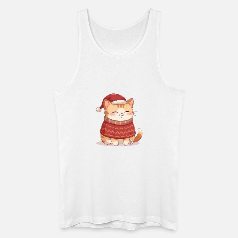 Anime Katze im Weihnachtspullover - Christmas - Männer Bio Tank Top - Weiß