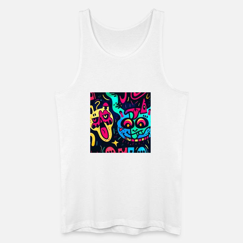 Illustration mit bunten Monstern - Männer Bio Tank Top - Weiß