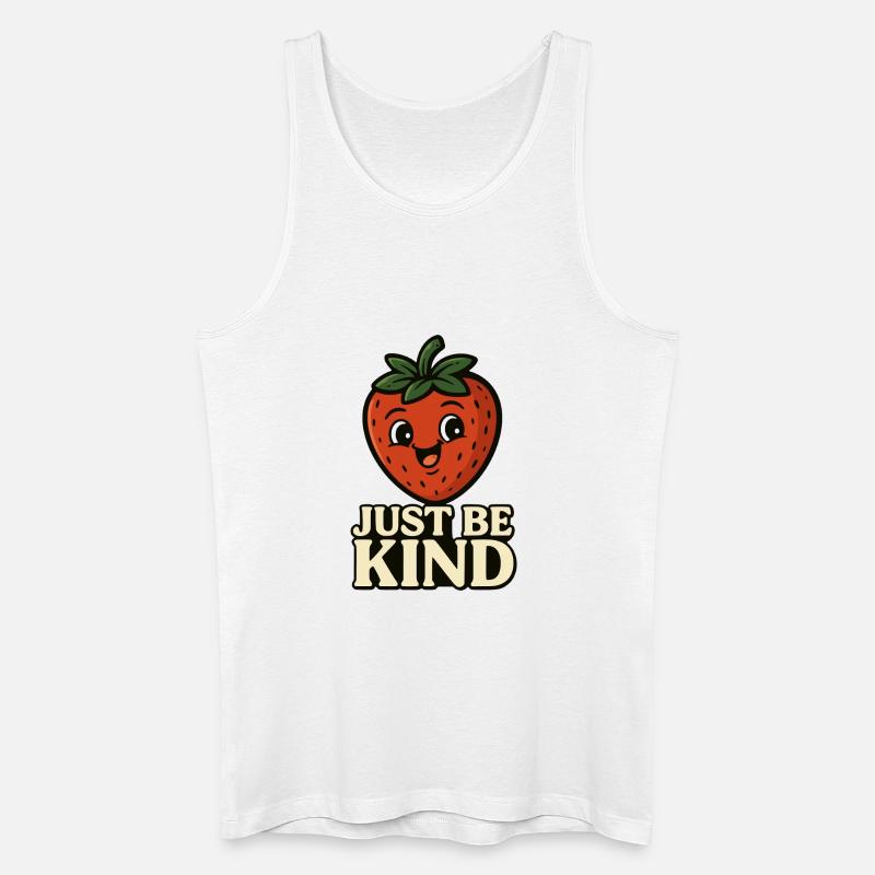 Niedliche Erdbeerfigur mit Botschaft - Männer Bio Tank Top - Weiß