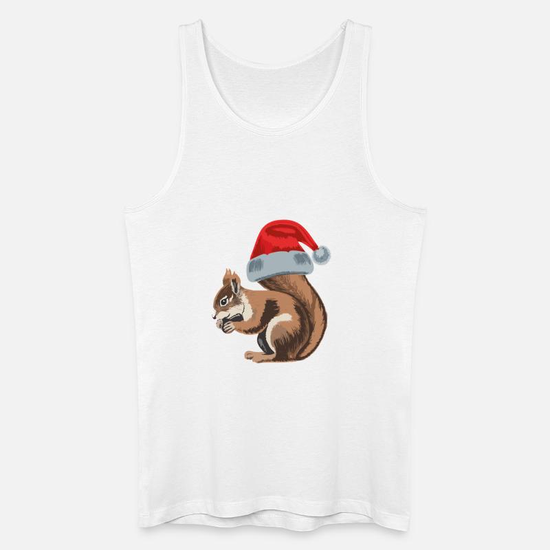 Cute squirrel with Santa hat - Männer Bio Tank Top - Weiß