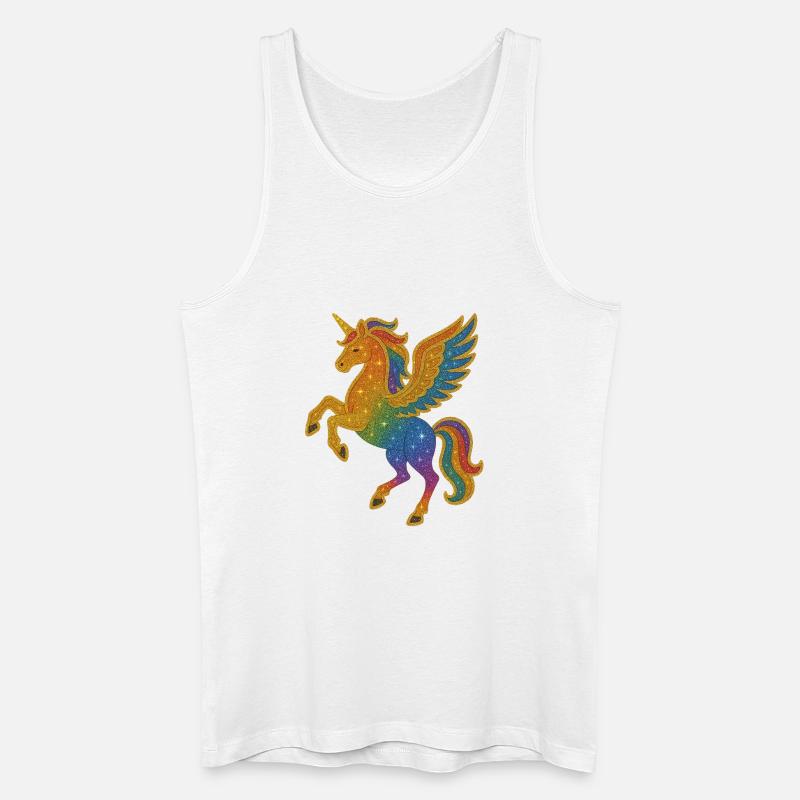 Glitzernde Regenbogen-Pegasus-Illustration - Männer Bio Tank Top - Weiß