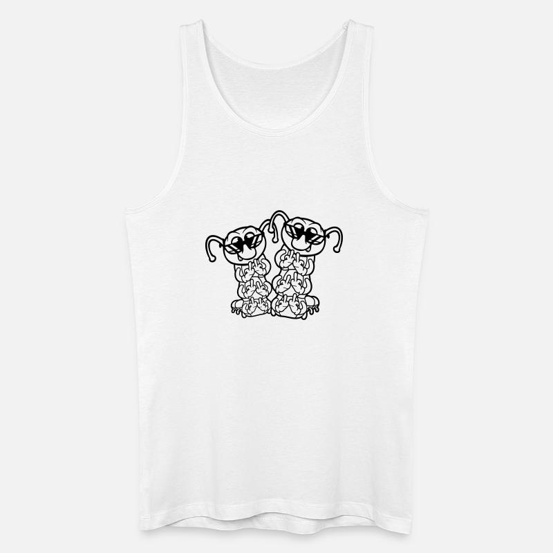 2 Raupe Mittelfinger Beleidigung Sonnenbrille Team - Männer Bio Tank Top - Weiß