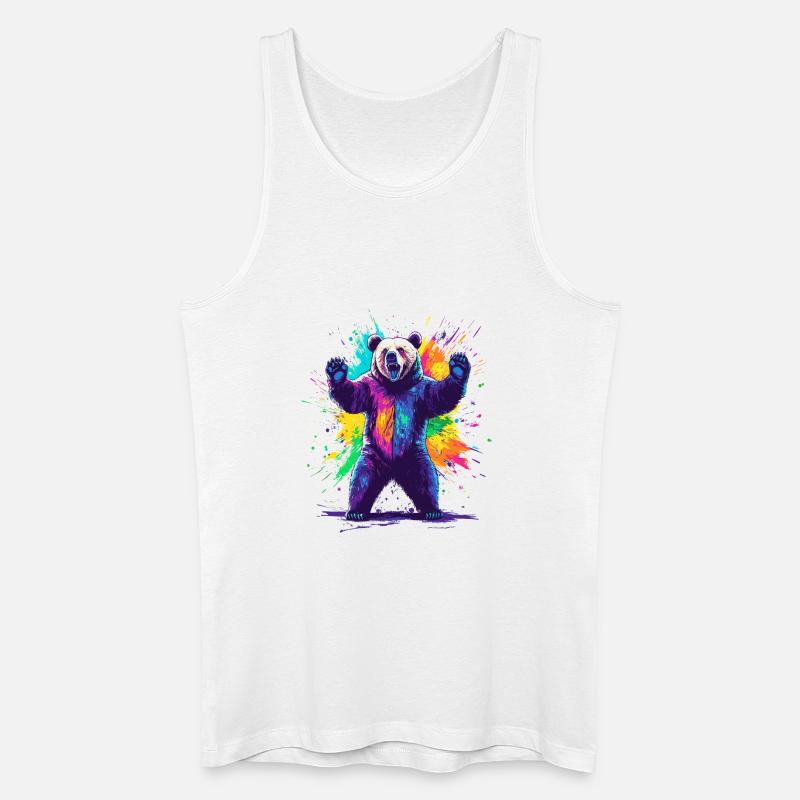 Bär mit bunter Farbexplosion - Männer Bio Tank Top - Weiß