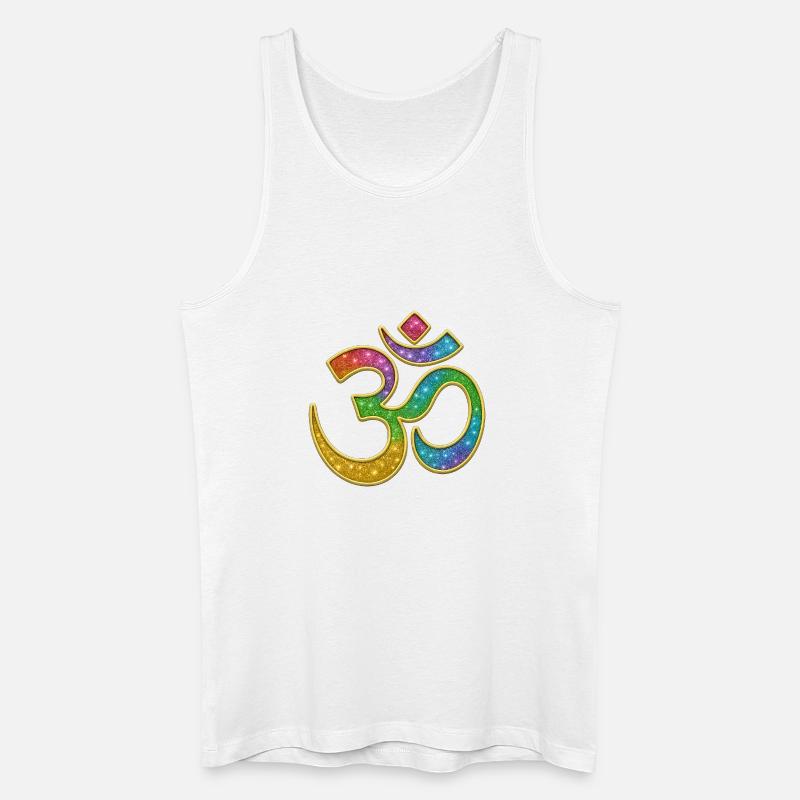 Regenbogen Om Symbol im Glitter-Design - Männer Bio Tank Top - Weiß