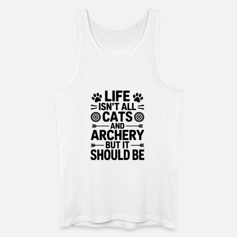 Bogenschießen Spruch Katzen Bogenschießen Geschenk - Männer Bio Tank Top - Weiß