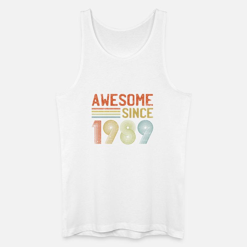 Retro 1989 Text und Spirale Design - Männer Bio Tank Top - Weiß
