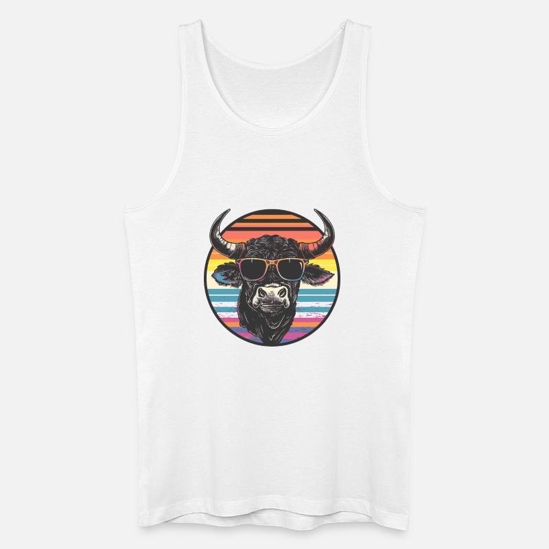 Bison décontracté avec lunettes de soleil - Débardeur bio Homme - blanc
