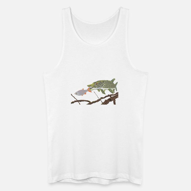 Ein Hecht jagt eine Rotfeder  - Männer Bio Tank Top - Weiß