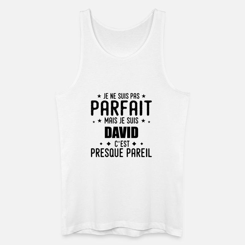 David: authentisch, unvollkommen, oben, perfekt - Männer Bio Tank Top - Weiß