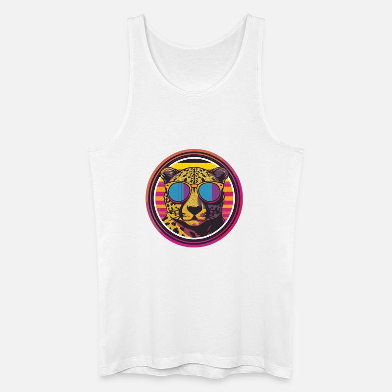 Leopard mit Sonnenbrille im Retro-Stil - Männer Bio Tank Top - Weiß