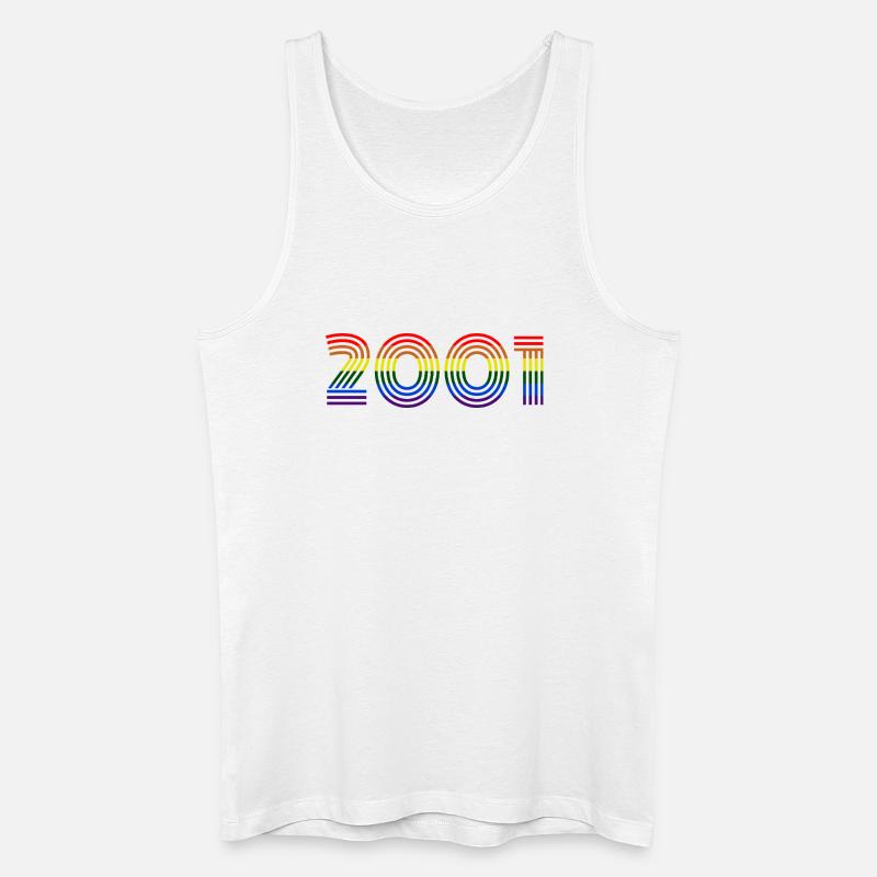 Retro Regenbogen 2001 Design - Männer Bio Tank Top - Weiß