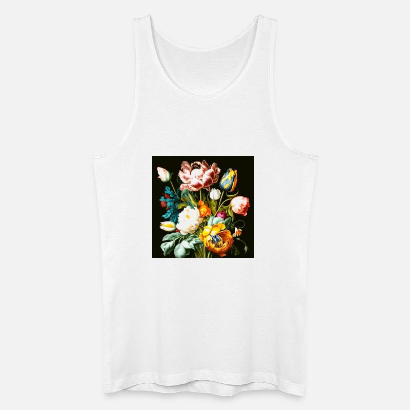 Strukturierte Blumenkomposition auf Schwarz  - Männer Bio Tank Top - Weiß