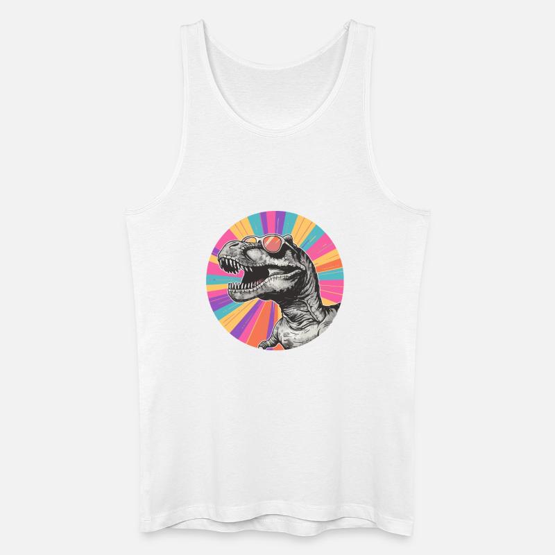 Dinosaurier Comic mit Sonnenbrille - Männer Bio Tank Top - Weiß