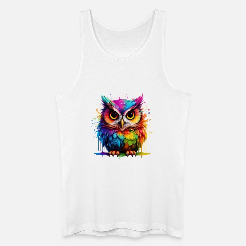Bunte Eulenkunst Digitaldruck - Männer Bio Tank Top - Weiß