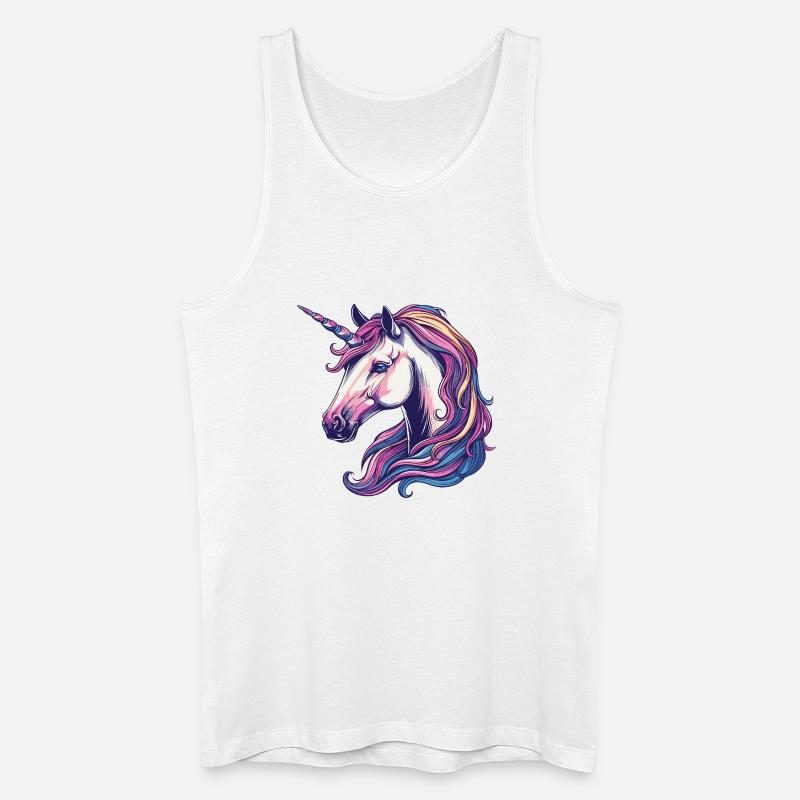 Fantasie Einhorn mit Regenbogenmähne - Männer Bio Tank Top - Weiß