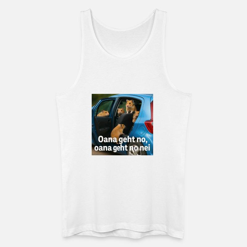 Hamsterabenteuer_im_blauen_Auto - Männer Bio Tank Top - Weiß