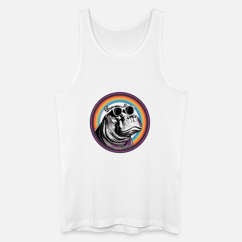 Nilpferd Sonnenbrille Comic - Männer Bio Tank Top - Weiß