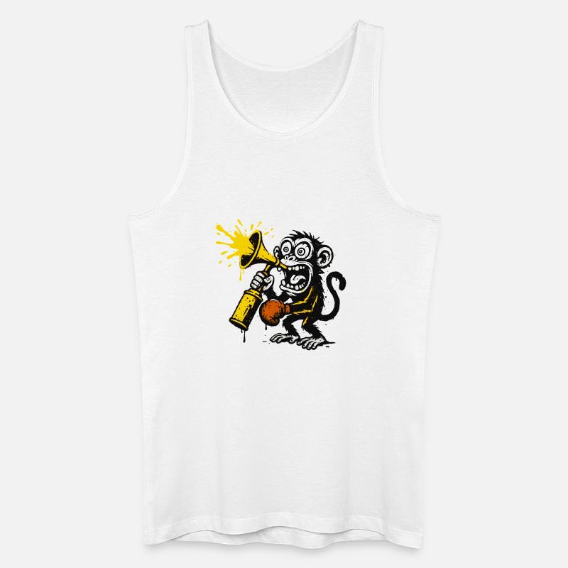 Ausdrucksstarker Affe mit Megafon - Männer Bio Tank Top - Weiß