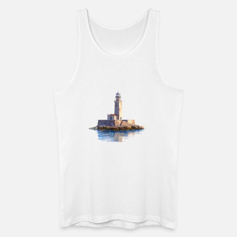 Leuchtturm Inselfelsen - Männer Bio Tank Top - Weiß