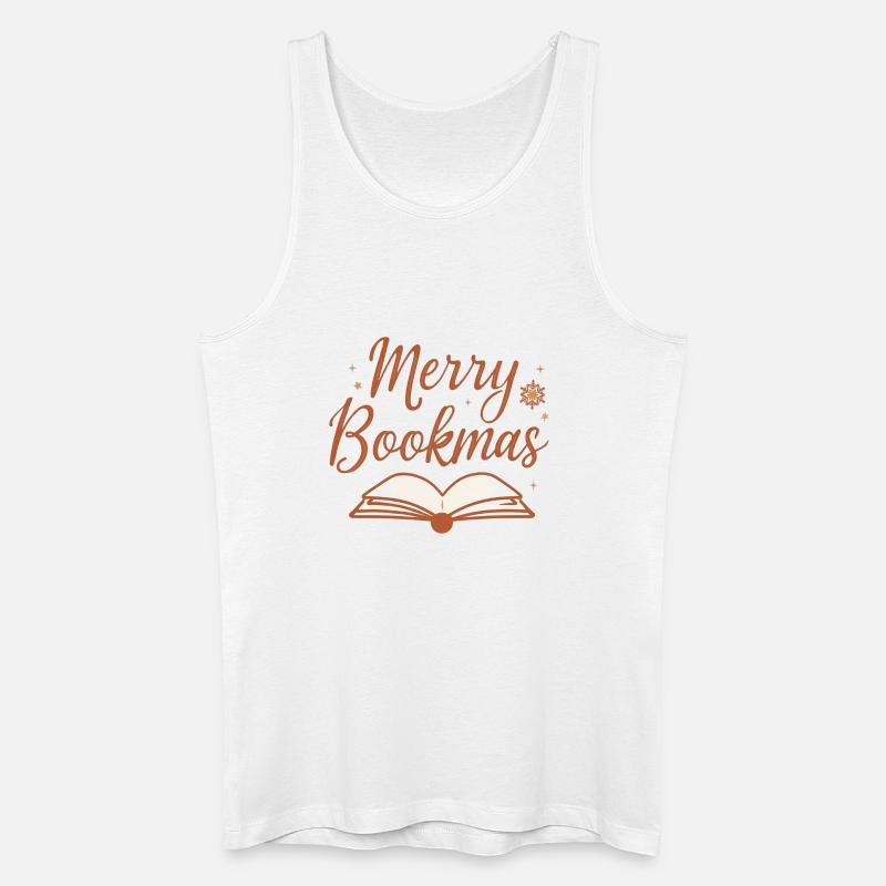 Merry Bookmas Fine Line Buch Design - Männer Bio Tank Top - Weiß