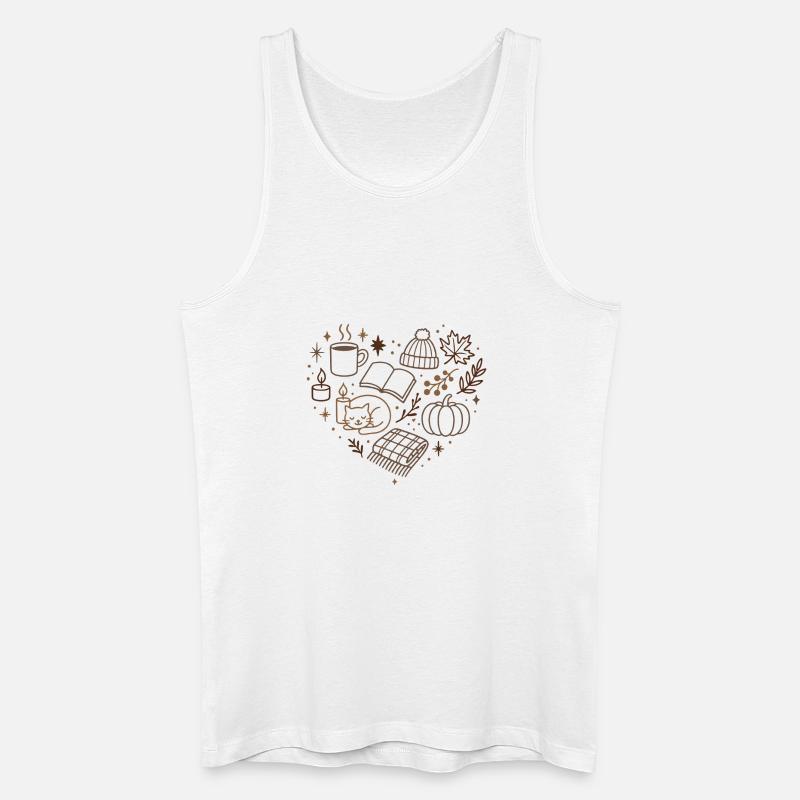 Herbstliche Kuschelabend Muster - Männer Bio Tank Top - Weiß