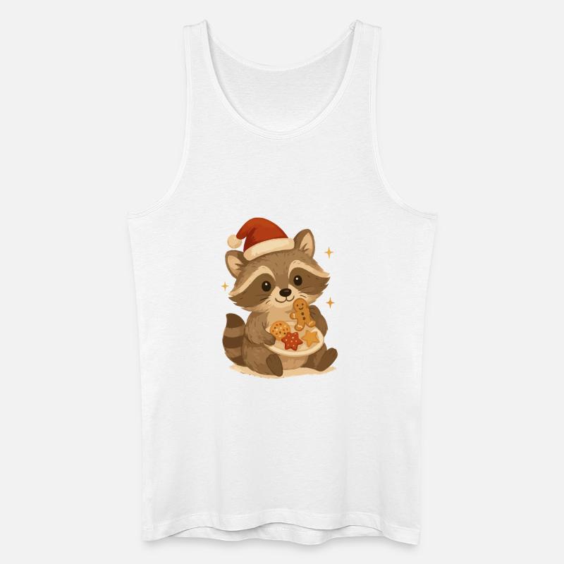 Weihnachts Waschbär mit Plätzchen - Männer Bio Tank Top - Weiß