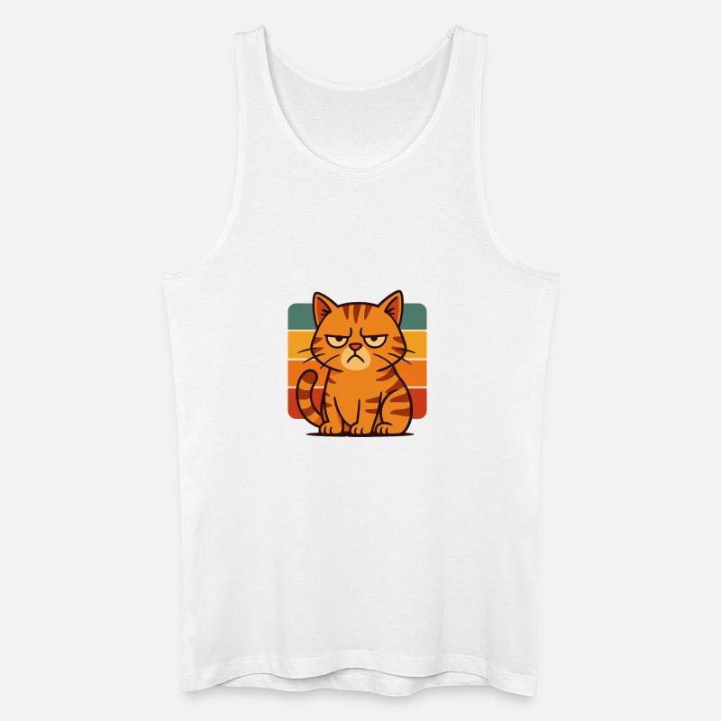 Mürrische Katze auf Retro-Gürteln - Männer Bio Tank Top - Weiß