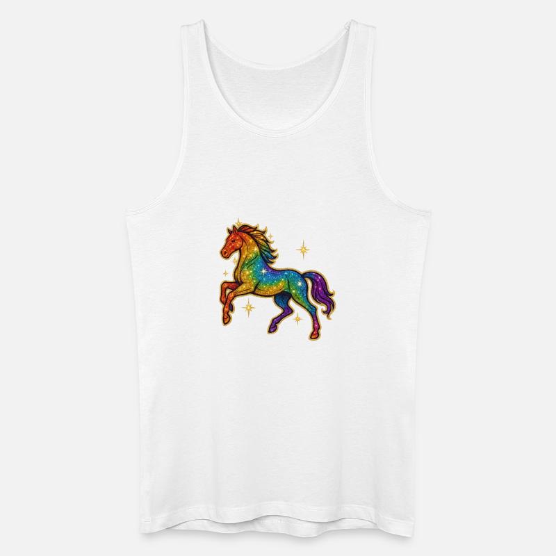 Regenbogen Pferd | Einhorn Glitzertraum - Männer Bio Tank Top - Weiß