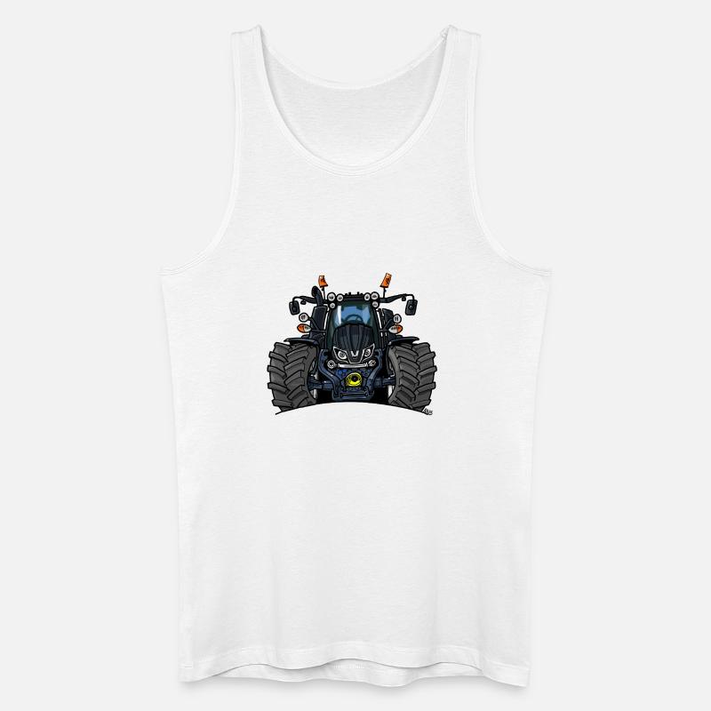 1396-SCHWARZ-V-TRAKTOR - Männer Bio Tank Top - Weiß