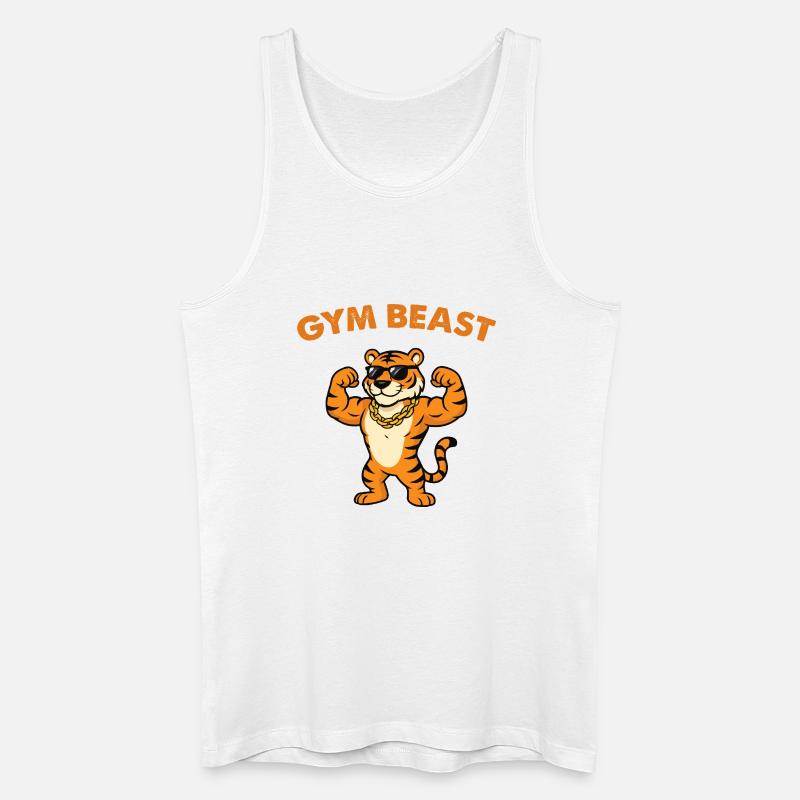 Gym Beast Tiger mit Sonnenbrille - Männer Bio Tank Top - Weiß