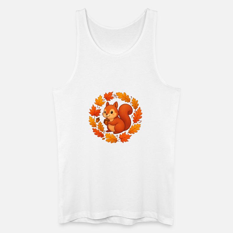 Herbstliches Eichhörnchen im Laubkranz - Männer Bio Tank Top - Weiß