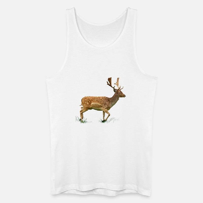 Hirsch im Gras Wald - Männer Bio Tank Top - Weiß