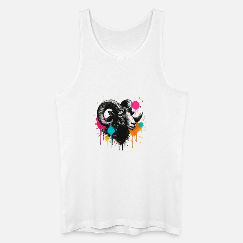 Widderkopf Graffiti Farbexplosion - Männer Bio Tank Top - Weiß