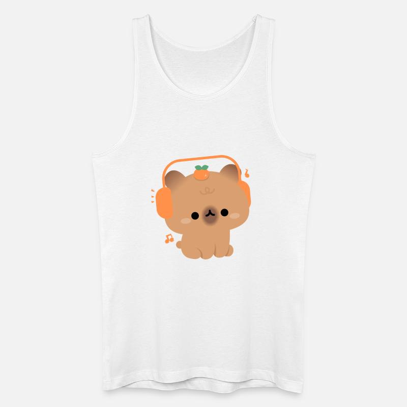 Kawaii Capybara mit Kopfhörern - Männer Bio Tank Top - Weiß