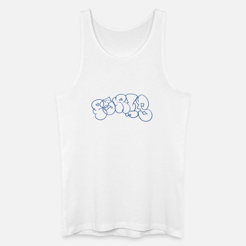 Blauer Graffiti Schriftzug im Paris Style - Männer Bio Tank Top - Weiß