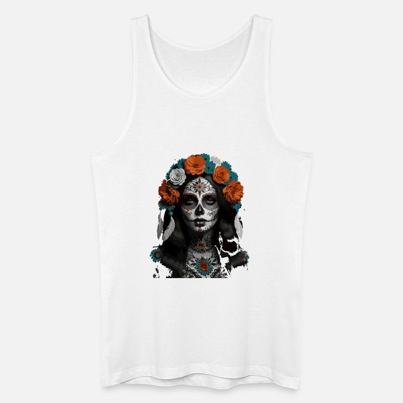 Zuckerschädel-Blütenkrone - Männer Bio Tank Top - Weiß