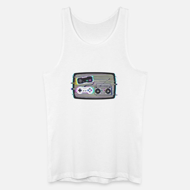 Glitchy Nostalgie - Männer Bio Tank Top - Weiß