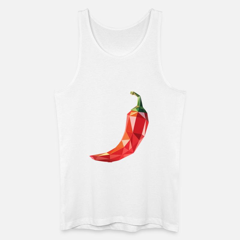 Chili Pepper - Cooles Low-Poly-Gemüse-Logo - Männer Bio Tank Top - Weiß